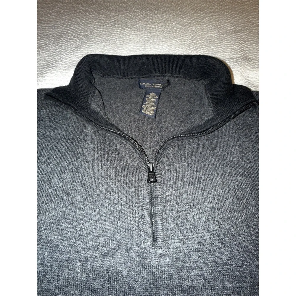 Banana Republic Quarter‎ Zip Men Large Premium Luxe Cashmere Silk Knit Sweater